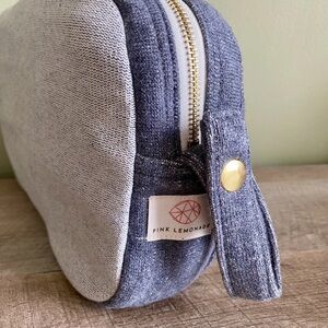 Pink Lemonade Gray Pouch with Cream Accents